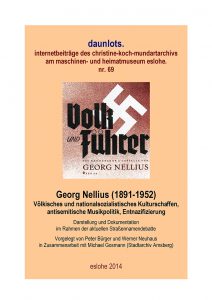 Die Titelseite der Dokumentation der Heimatforscher zu Georg Nellius.