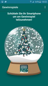 Die Schneekugel in der Arnsberger Adventskalender-App.